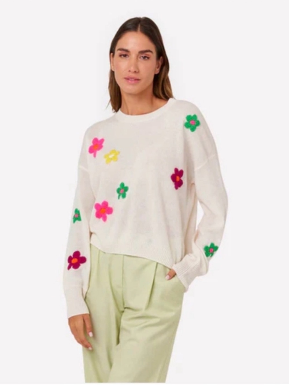 Brodie Cashmere Floral Flower Sweater S